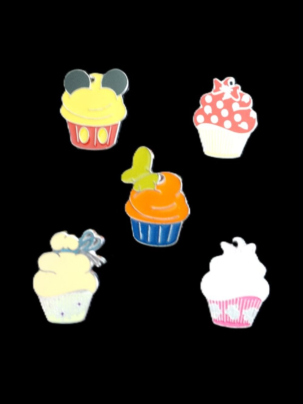 Disney Pin Trading 5 Pin Lot Featuring Character Cupcakes Hidden Mickey (083)